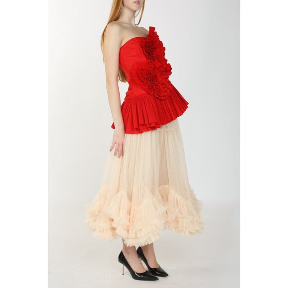 Angel 3D Pleated Flower Tube Bustier Top - Picture 10 of 12